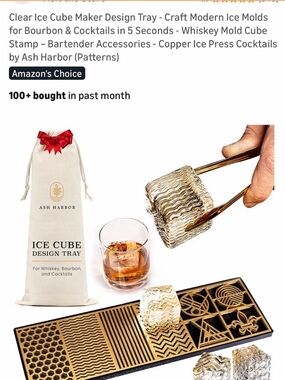 Ash Harbor Copper Ice Cube Design Tray for Molded Clear Ice Cubes